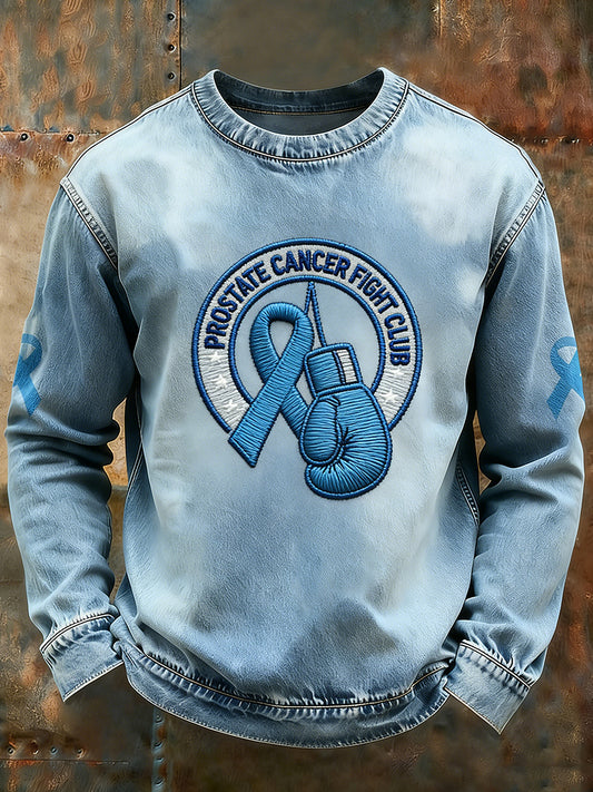 Câncer de próstata masculino impresso manga comprida moletom redondo pescoço