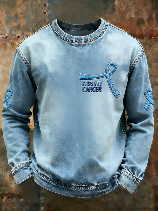 Câncer de próstata masculino impresso manga comprida moletom redondo pescoço