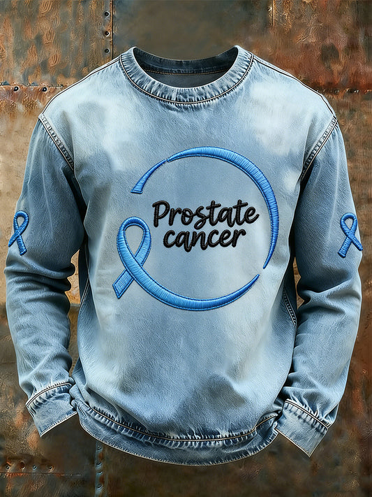 Câncer de próstata masculino impresso manga comprida moletom redondo pescoço
