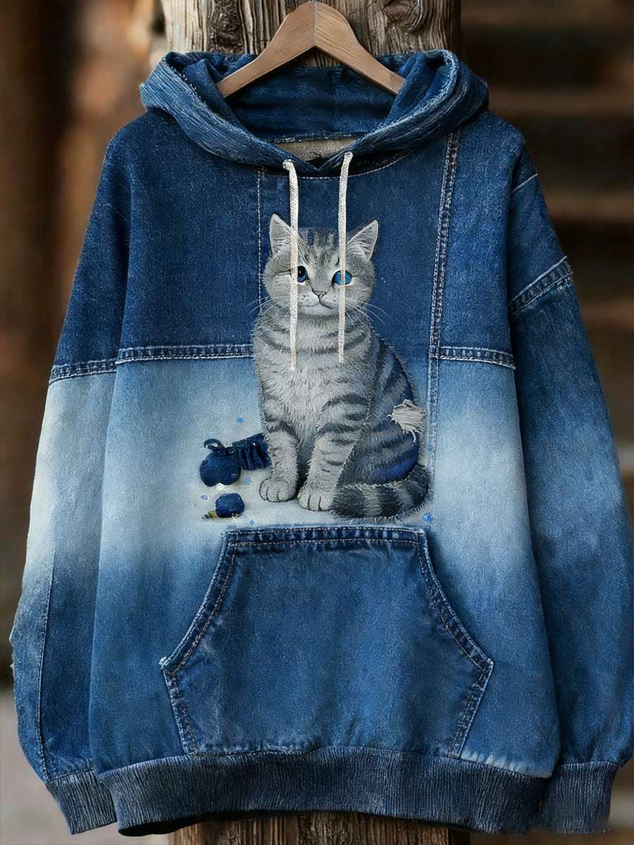 Unisex Retro Animal Art Imprimir Camisola Casual confortável