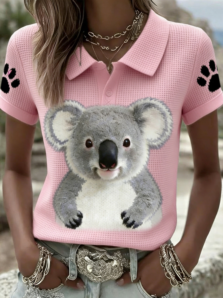 Vintage feminino feliz dia da Austrália bandeira crachá Casual camisa polo de manga curta impressão