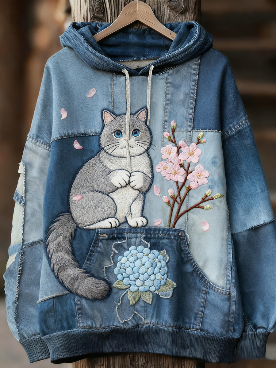 Unisex Retro Animal Art Imprimir Camisola Casual confortável