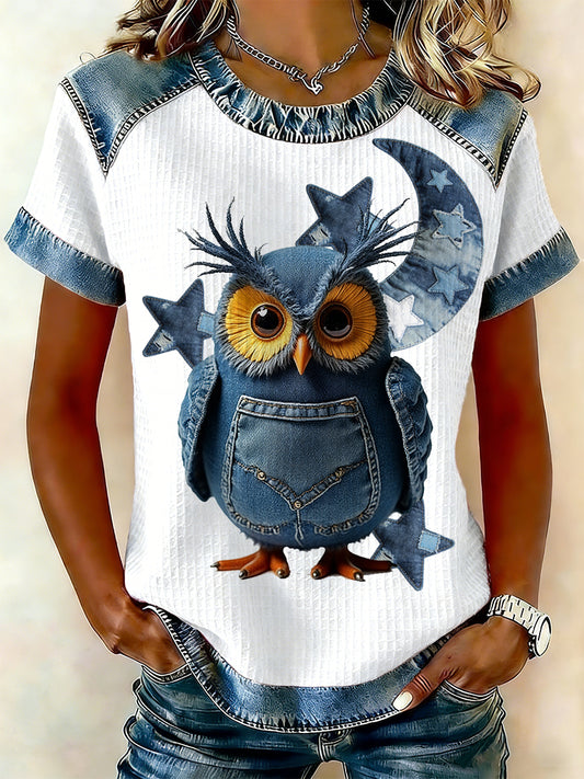 T-shirt de mulher denim animal print