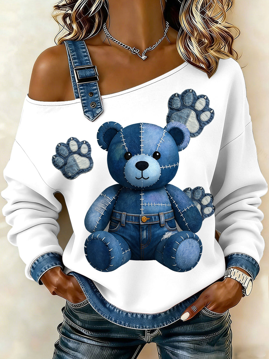 Camisola de tiras feminina denim animal print