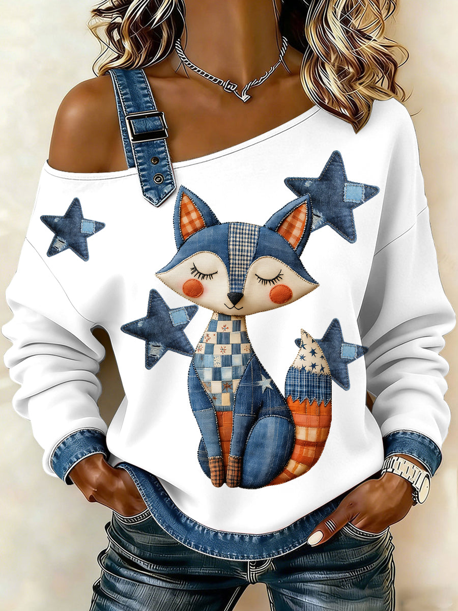 Camisola de tiras feminina denim animal print