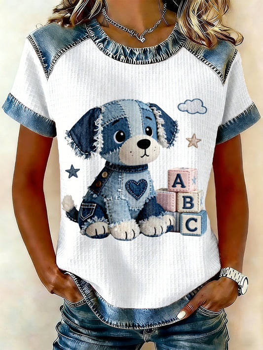 T-shirt de mulher denim animal print