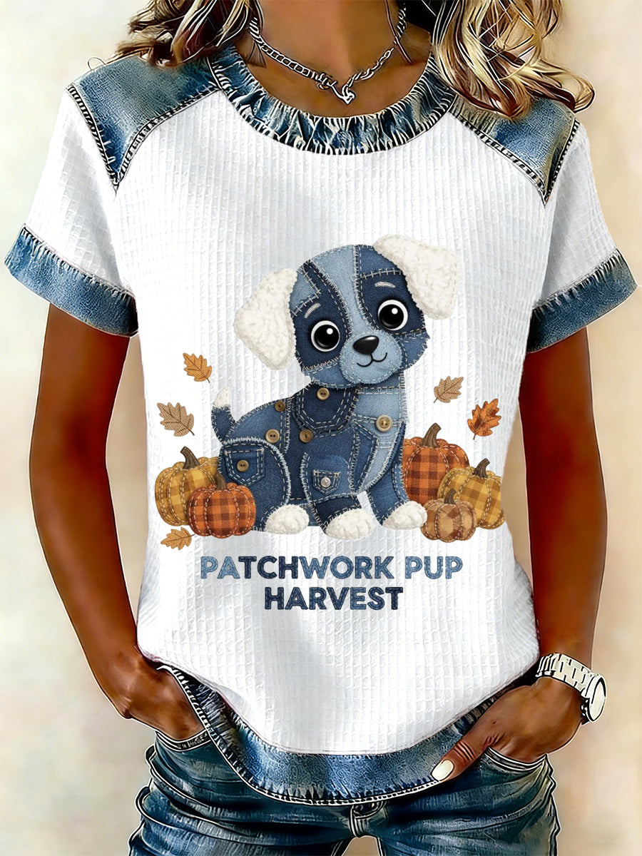 T-shirt de mulher denim animal print