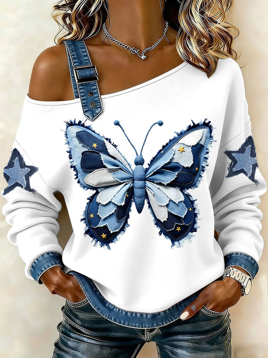 Camisola de tiras feminina denim animal print