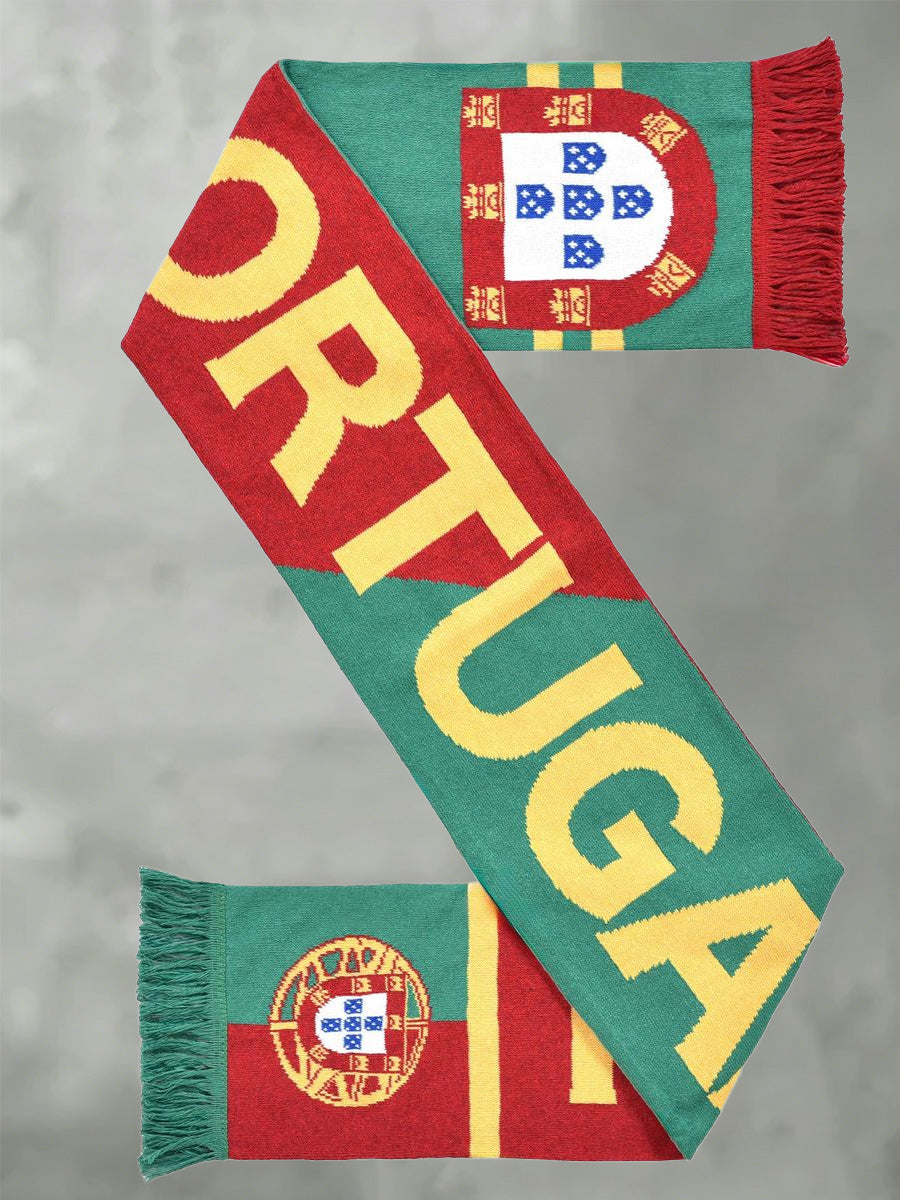 Cachecol de futebol masculino Portugal com design impresso