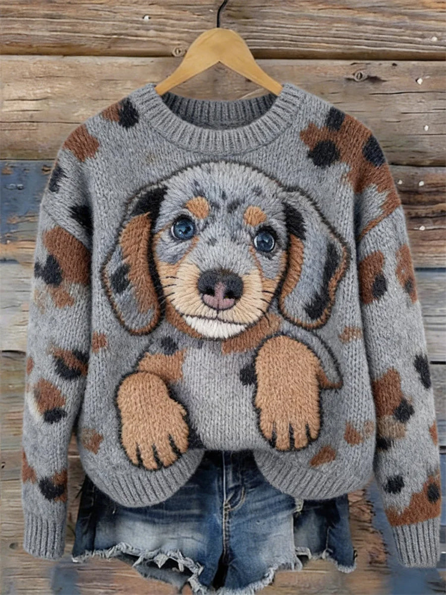 Cão lindo Dachshund das mulheres inspirado camisola acolhedora