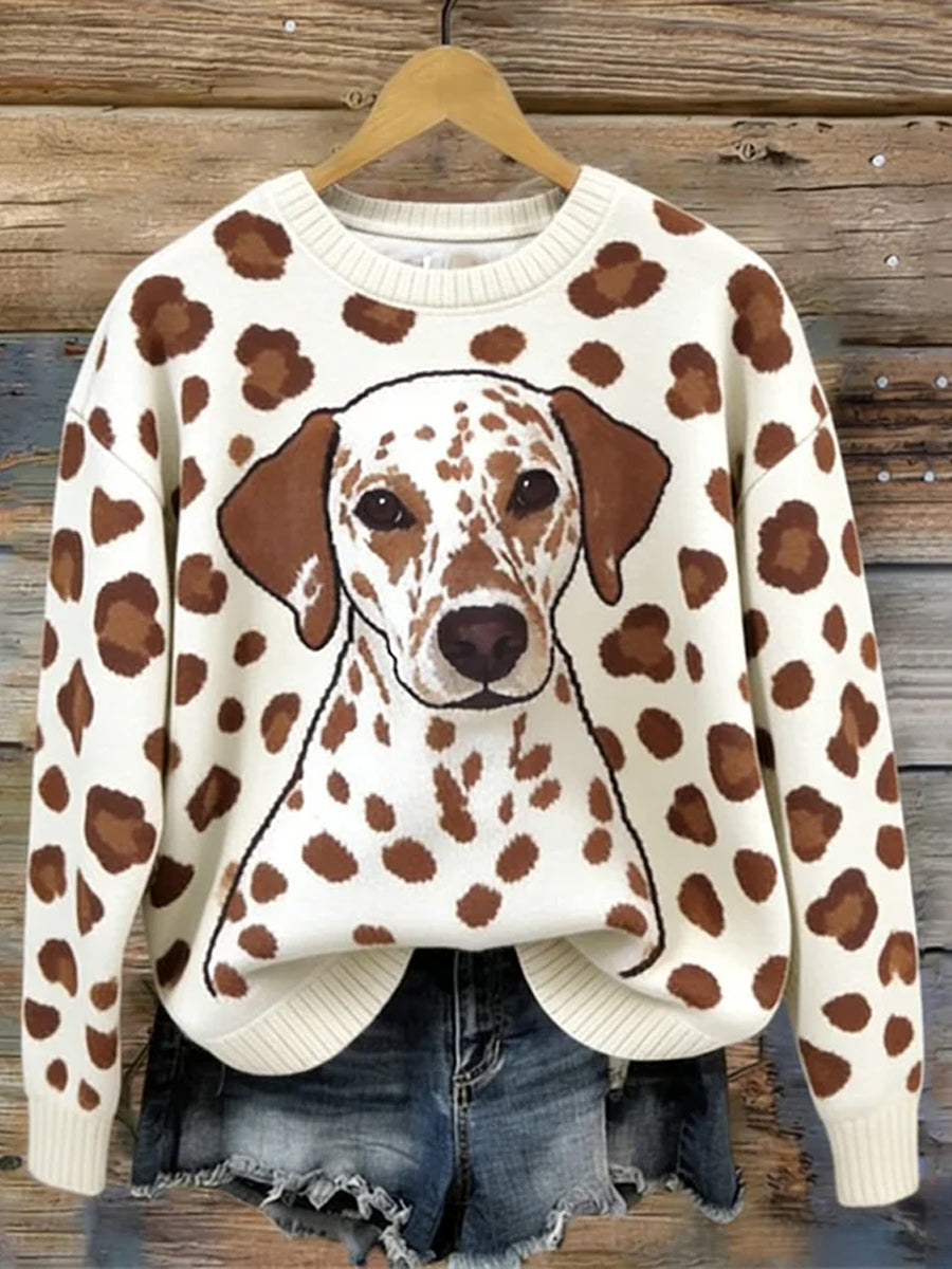 Camisola Cozy Padrão dálmata das mulheres