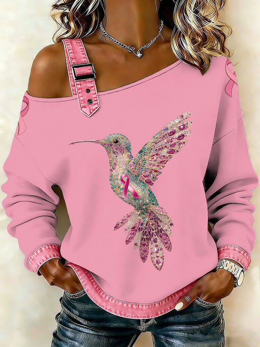 Pássaro do cancro da mama das mulheres imprimiu uma camisola ocasional do Suspender do ombro