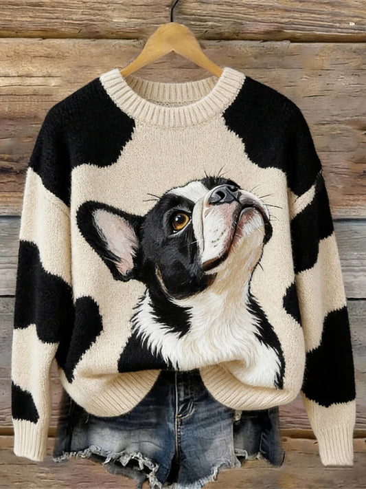 Cão de estimação bonito imprimir camisola Casual feminino