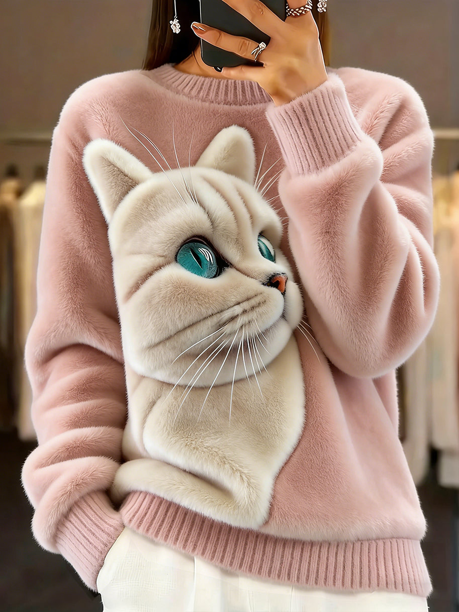 Arte animal retro impressão confortável top de flanela feminino