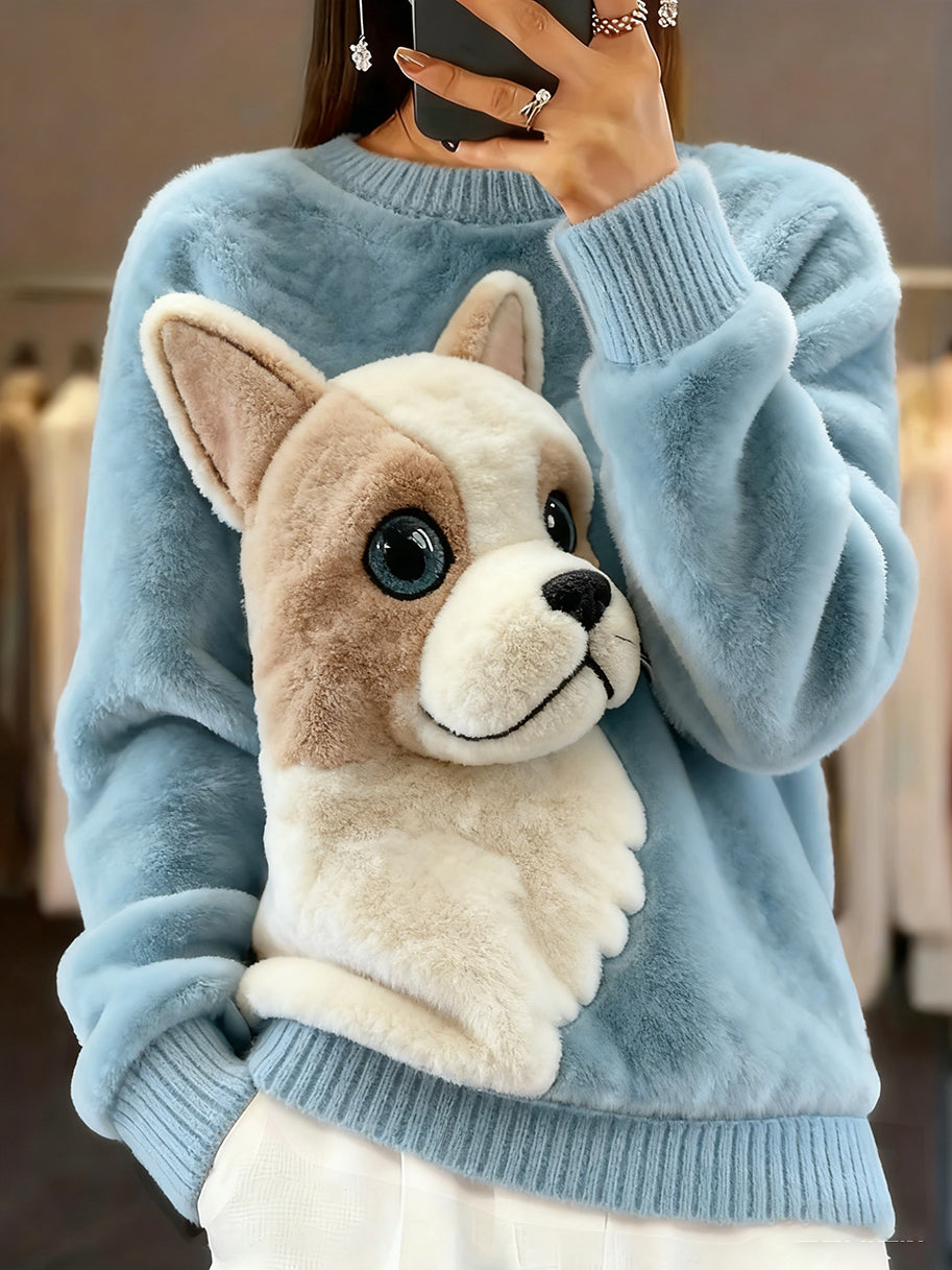 Arte animal retro impressão confortável top de flanela feminino