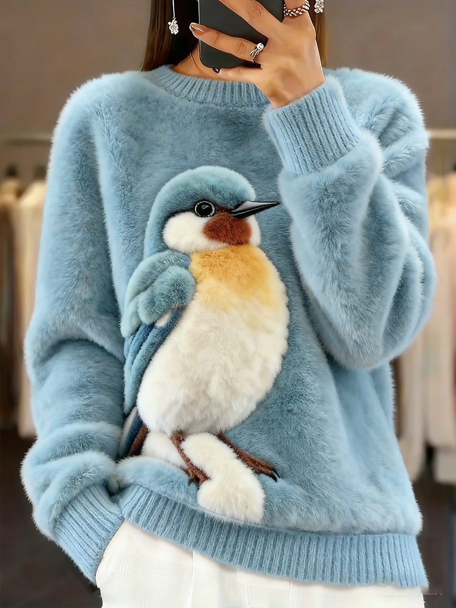 Arte animal retro impressão confortável top de flanela feminino