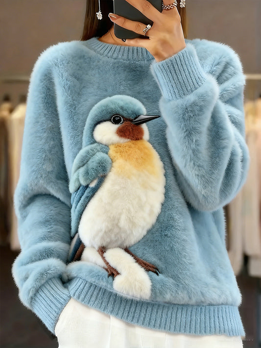 Arte animal retro impressão confortável top de flanela feminino