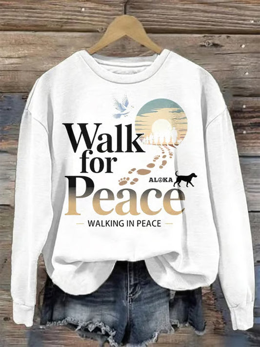 Camisola de impressão Walk For Peace das mulheres