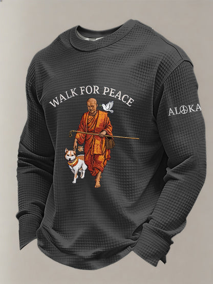 Camiseta Masculina para a Paz Waffle Manga Longa