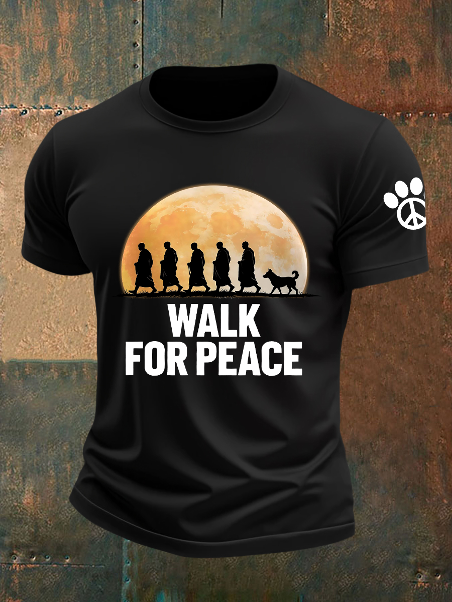 Camiseta de manga curta Masculina Walk For Peace