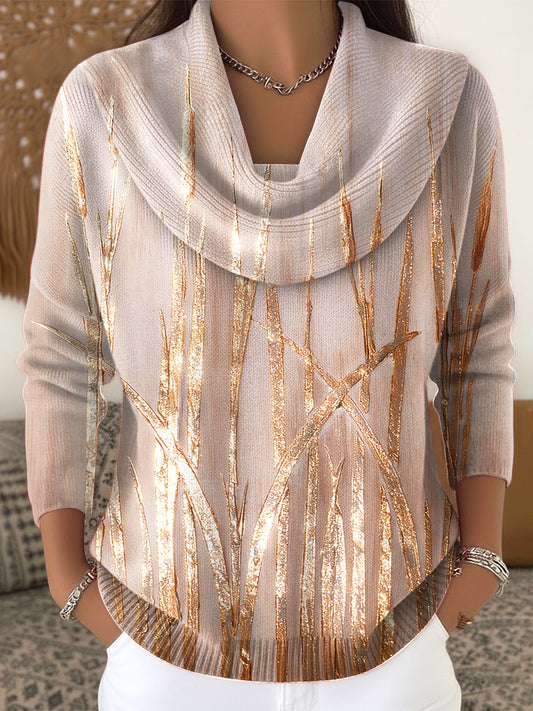 Top Casual com Glitter-Impresso Rosa Gradiente Feminino
