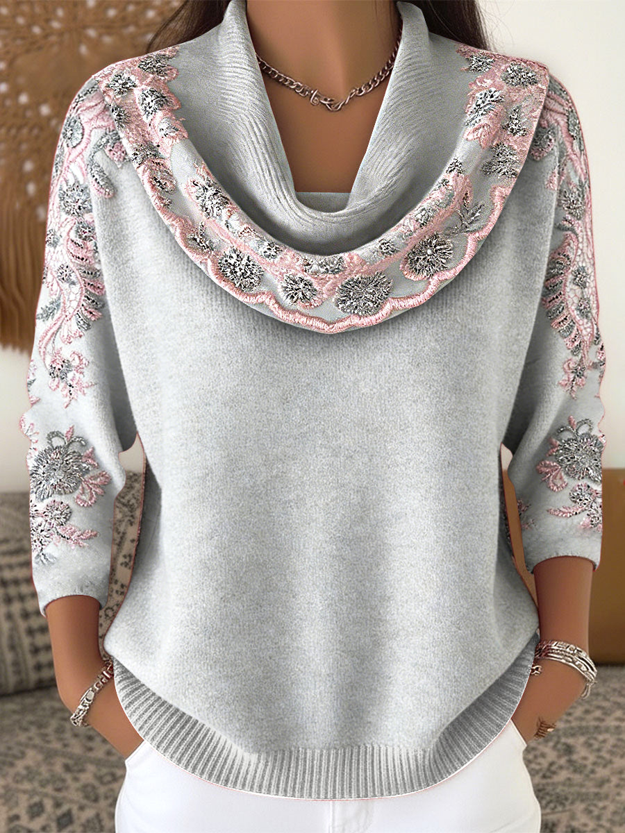 Imitação Floral bordado impressão Fashion Top das mulheres