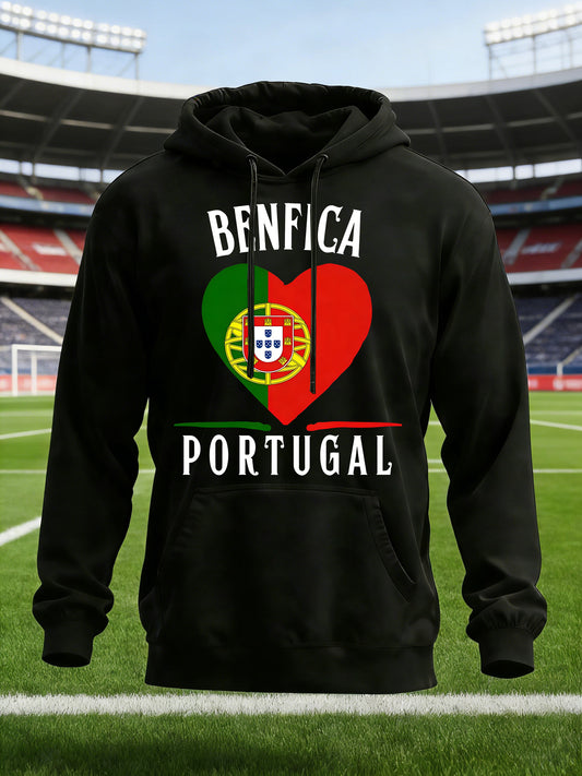 Camisola Com Capuz Estampada Equipa de Futebol Benfica Masculino