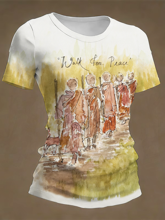 Camiseta de manga curta Walk For Peace feminina
