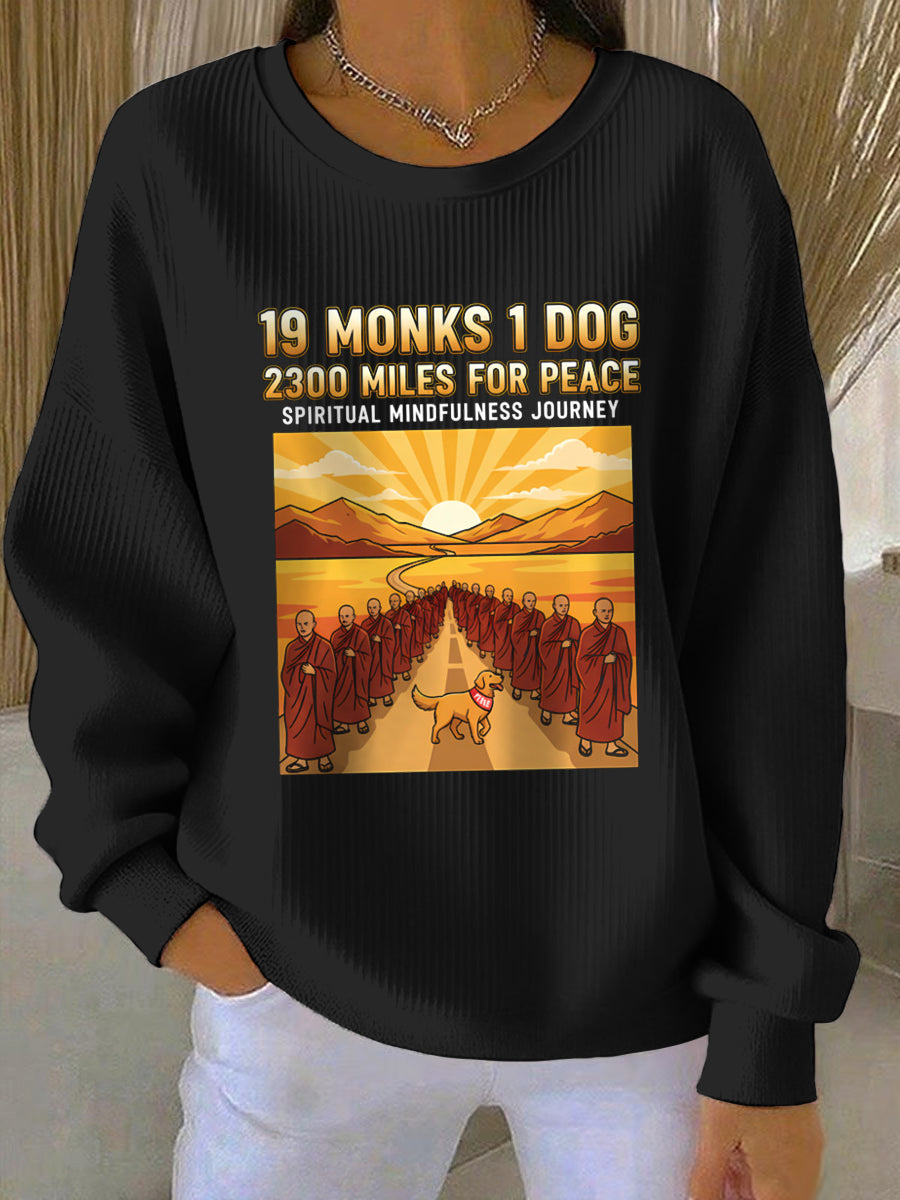 Camisola de gola redonda com nervuras Walk For Peace das mulheres