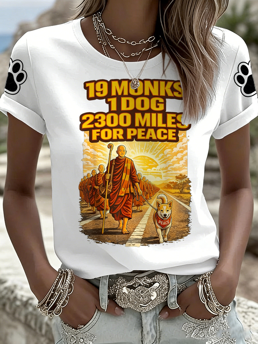 Camiseta estampada do elemento "Caminhada pela Paz" das mulheres