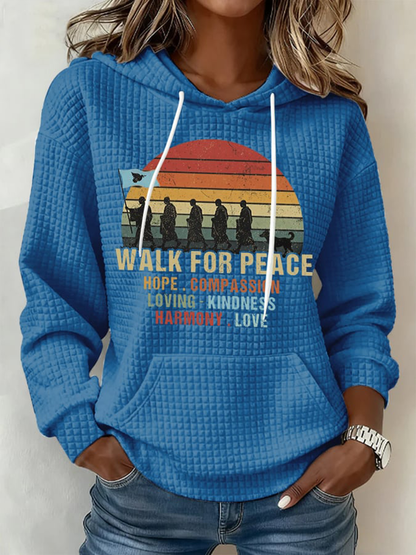 Camisola com capuz de tamanho grande Walk For Peace das mulheres