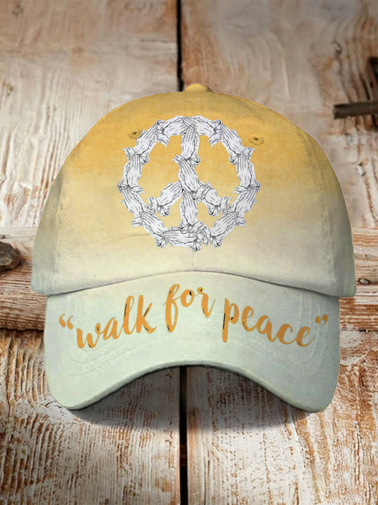 Chapéu estampado elemento "Caminhada pela Paz" das mulheres