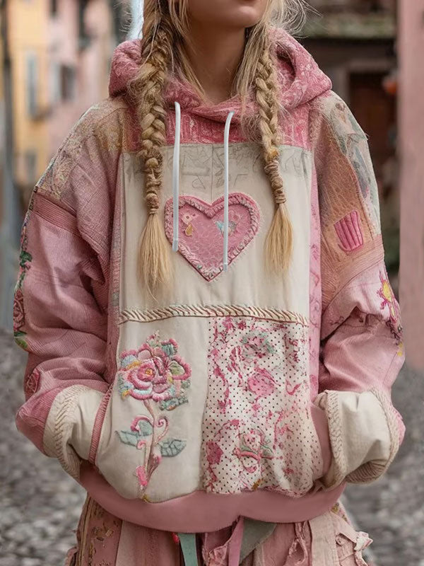 Dia dos Namorados das mulheres Coração Imprimir Casual Hoodie