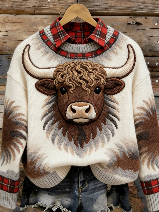 Engraçado Highland vaca arte camisola acolhedora das mulheres