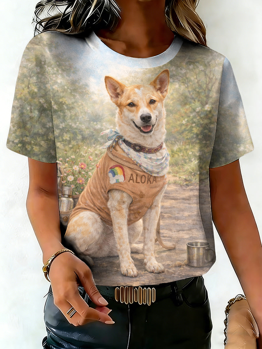 Camiseta de manga curta feminina Walk For Peace Print