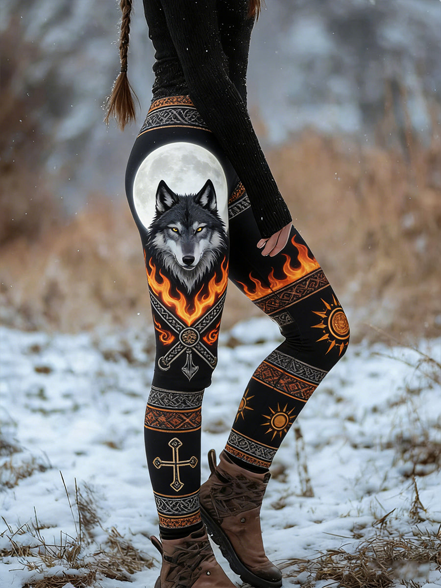 Retro Viking arte celta padrão Athletic Stretch Leggings do mulheres