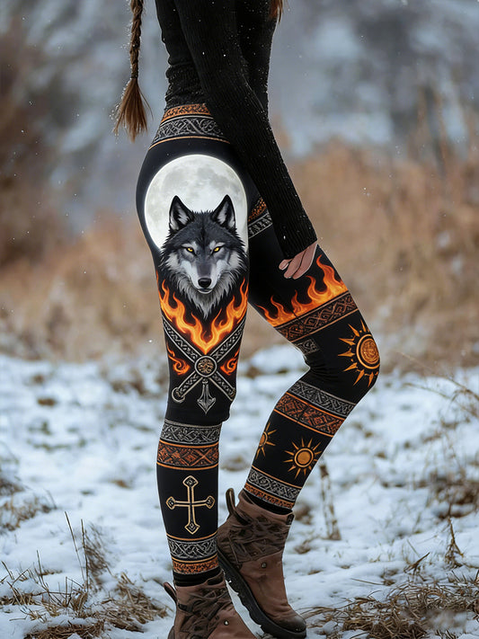 Retro Viking arte celta padrão Athletic Stretch Leggings do mulheres