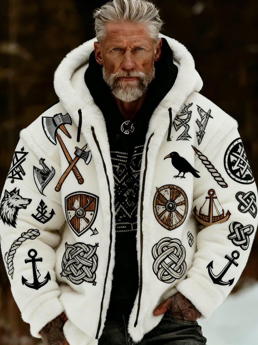 Retro Viking lobo Totem celta estilo flanela quente moletom com capuz masculino