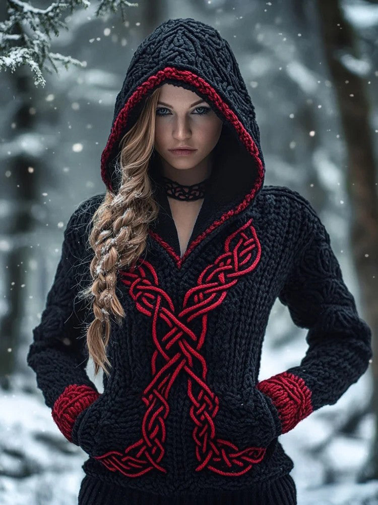 Top com capuz Retro Viking Celtic Knot Casual feminino