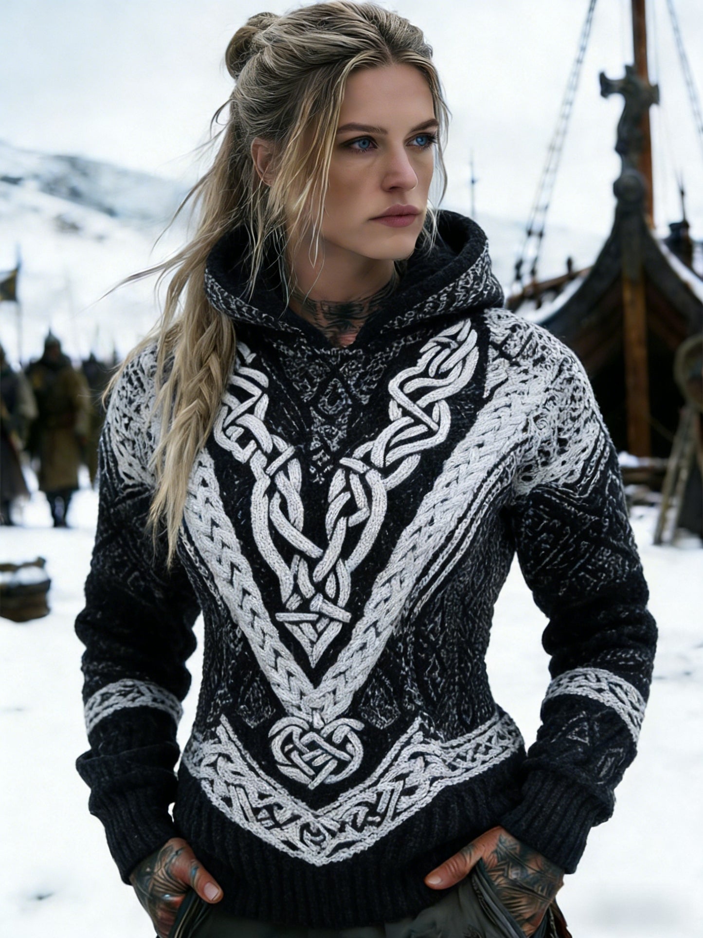 Top com capuz Retro Viking Celtic Knot Casual feminino