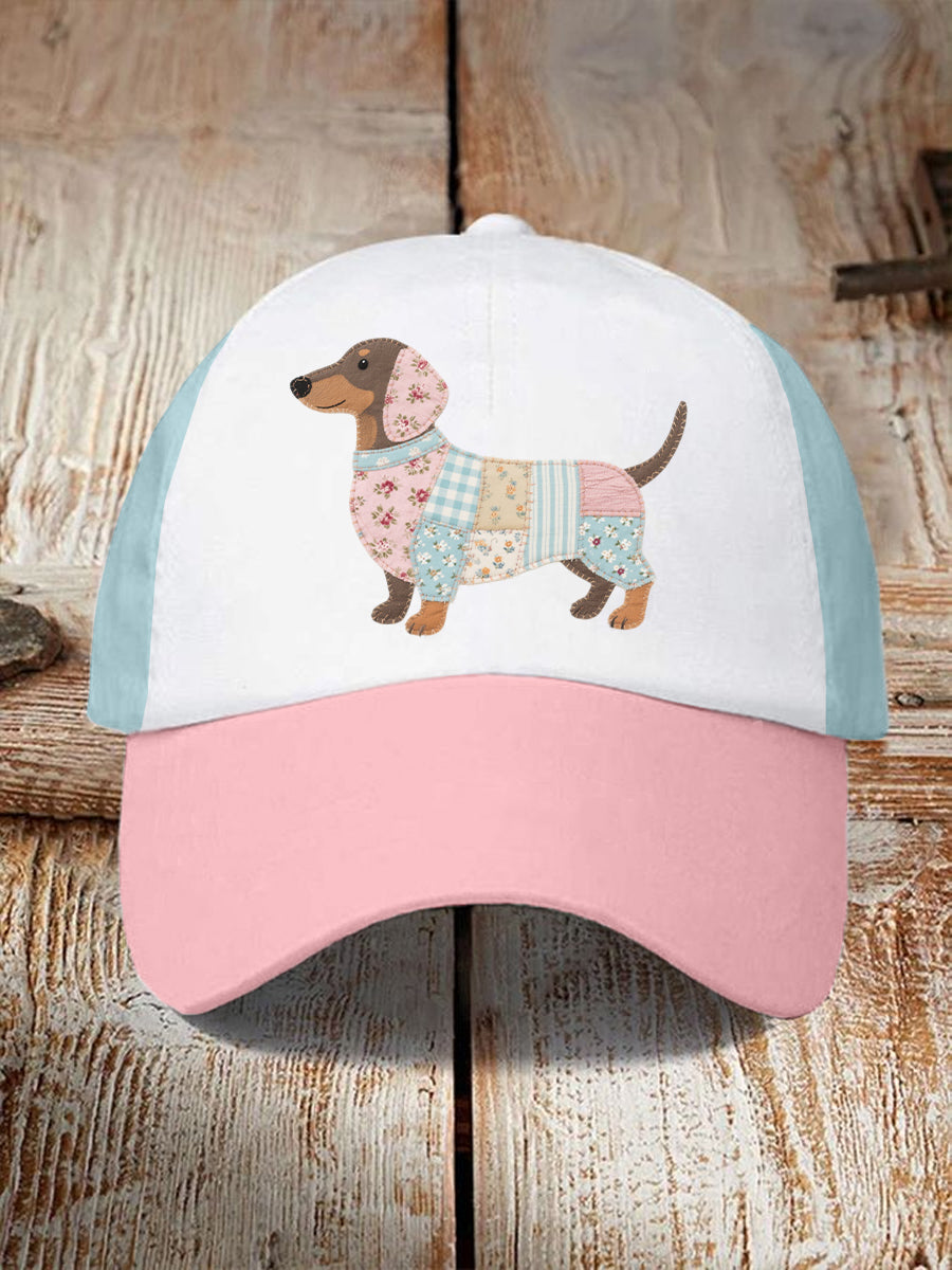 Unisex Patchwork Art Dachshund Padrão Hat