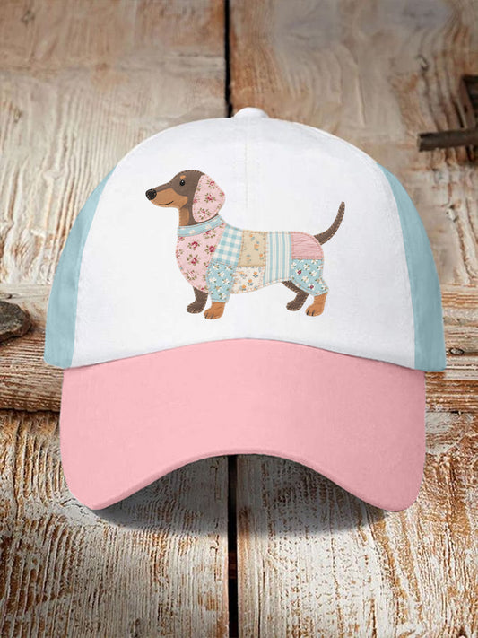 Unisex Patchwork Art Dachshund Padrão Hat