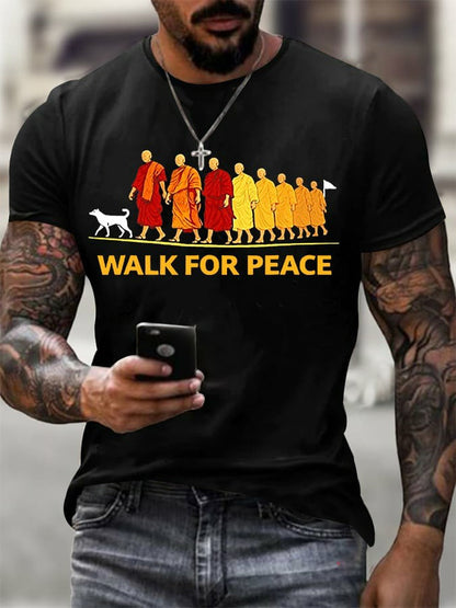 Caminhada para a Paz dos homens com Aloka Impresso T-shirt
