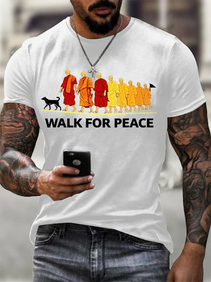 Caminhada para a Paz dos homens com Aloka Impresso T-shirt