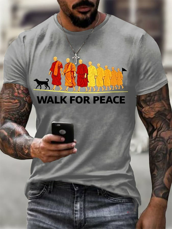 Caminhada para a Paz dos homens com Aloka Impresso T-shirt