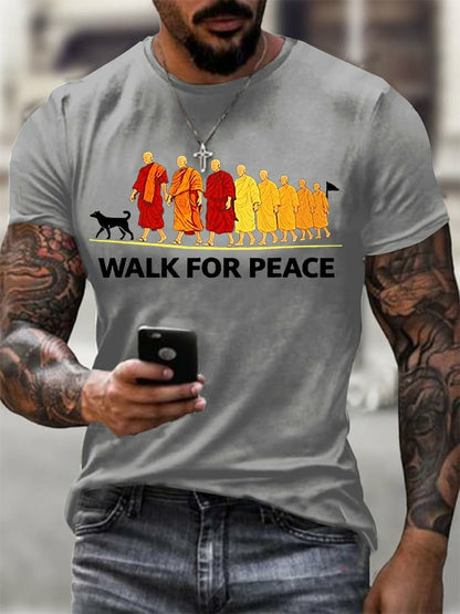 Caminhada para a Paz dos homens com Aloka Impresso T-shirt