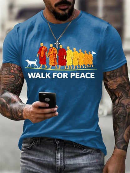 Caminhada para a Paz dos homens com Aloka Impresso T-shirt
