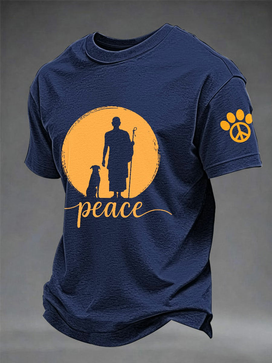Camiseta impressa caminhada para a paz dos homens
