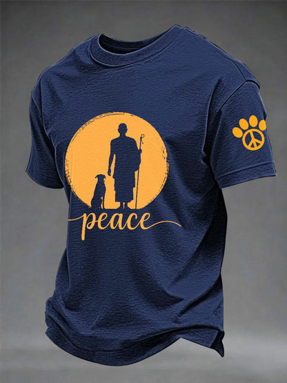 Camiseta impressa caminhada para a paz dos homens
