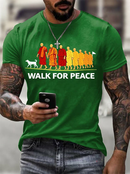 Caminhada para a Paz dos homens com Aloka Impresso T-shirt